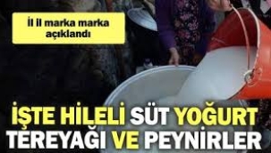  İşte hileli süt, yoğurt, tereyağı ve peynirler