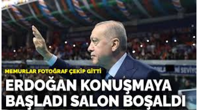 Memurlar fotoğraf çekip gitti... Erdoğan konuşmaya başladı, salon boşaldı