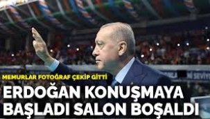 Memurlar fotoğraf çekip gitti... Erdoğan konuşmaya başladı, salon boşaldı